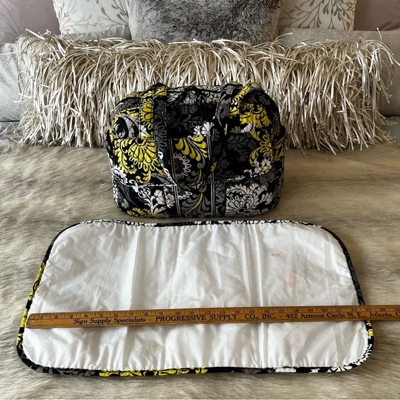 VERA BRADLEY Baroque 2010 Stroll Around Baby Diaper Bag Tote Black Yellow Y2K - Picture 3 of 17